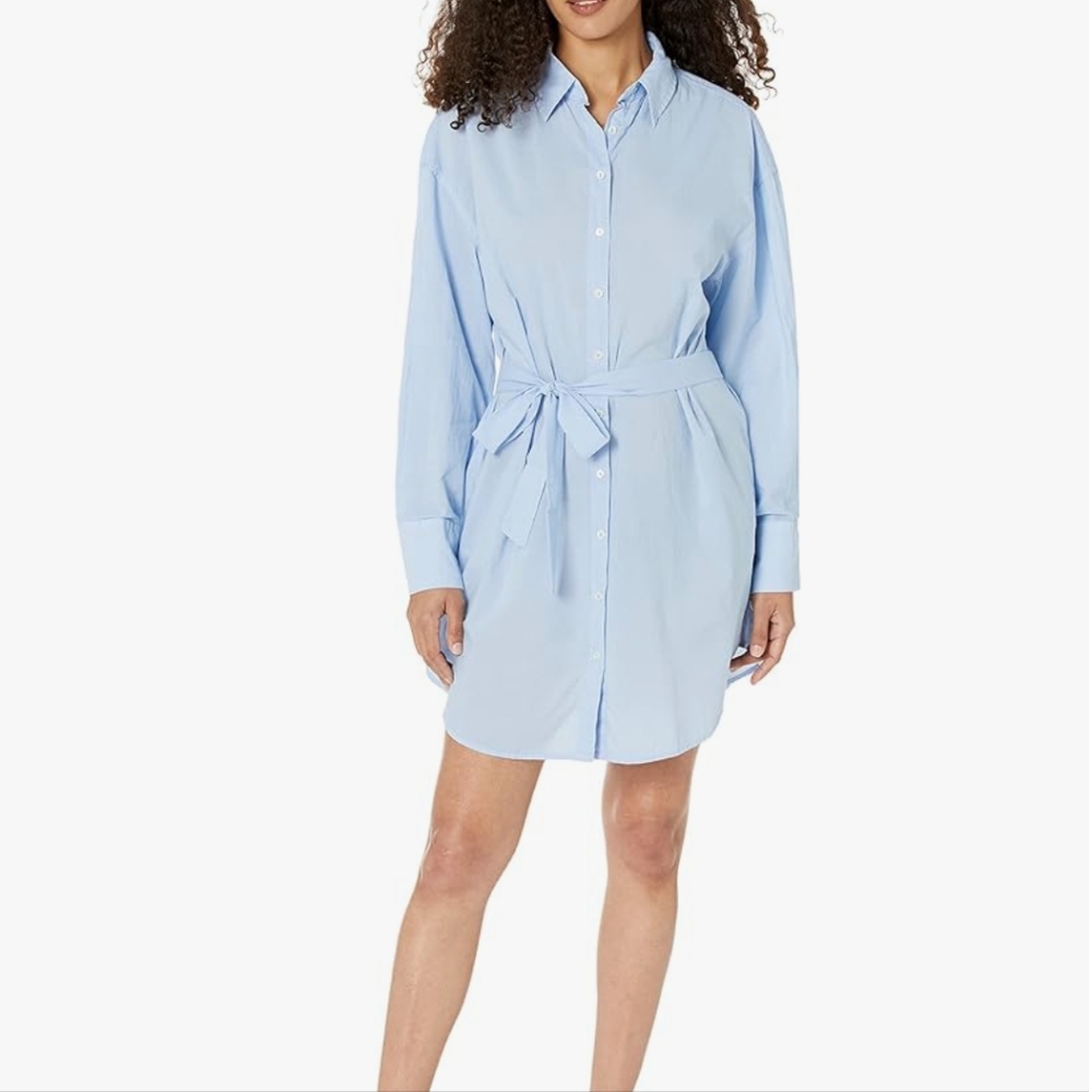 NWT Velvet by Graham & Spencer Light Blue Addison Poplin Shirt Dress